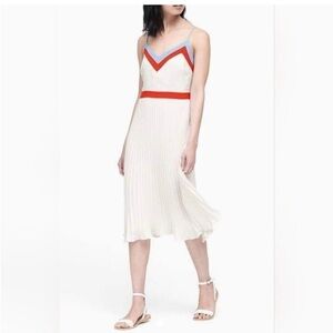 Banana Republic White Midi Dress with Red and Blue Accents